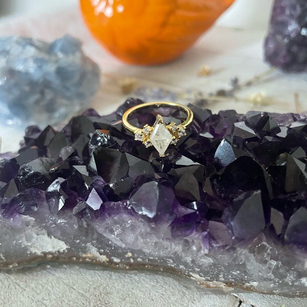 14k Gold over SS Moonstone Ring - Picture 9 of 15